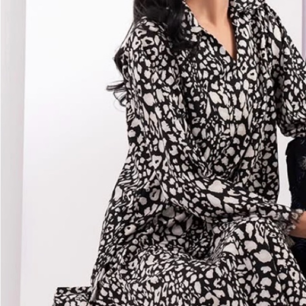 Pakistan Indian Elegant Black and White Patterned shirt only